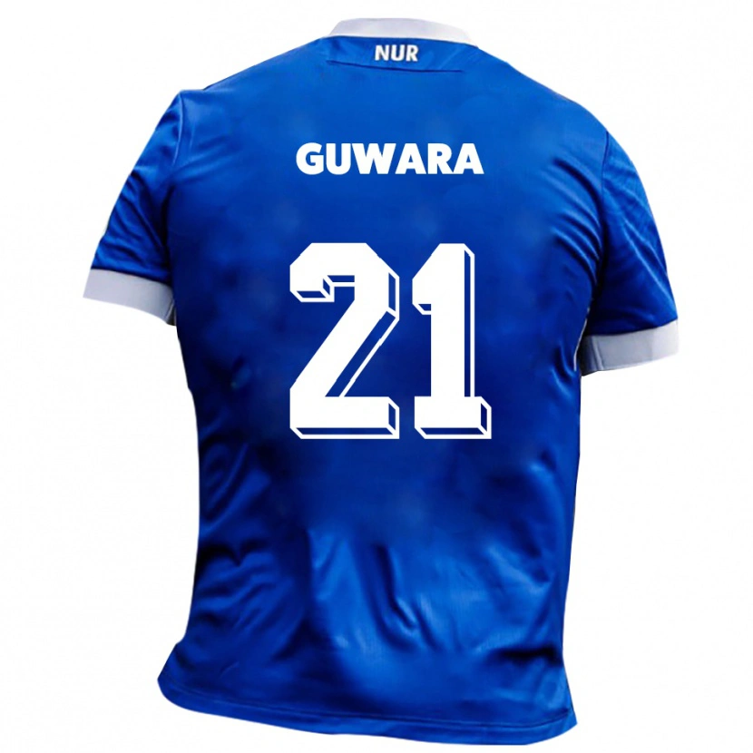 Danxen Uomo Maglia Leon Guwara #21 Blu Bianco Kit Gara Away 2025/26 Maglietta