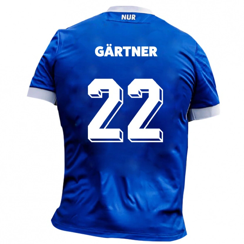 Danxen Uomo Maglia Justin Gärtner #22 Blu Bianco Kit Gara Away 2025/26 Maglietta