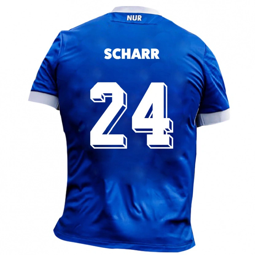 Danxen Uomo Maglia Janne Scharr #24 Blu Bianco Kit Gara Away 2025/26 Maglietta