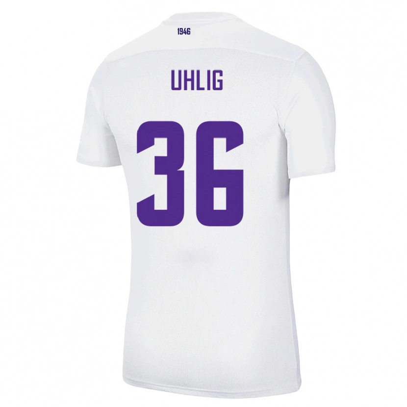 Danxen Uomo Maglia Max Uhlig #36 Bianco Verde Kit Gara Away 2025/26 Maglietta