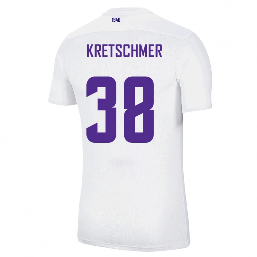 Danxen Uomo Maglia Theo Kretschmer #38 Bianco Verde Kit Gara Away 2025/26 Maglietta