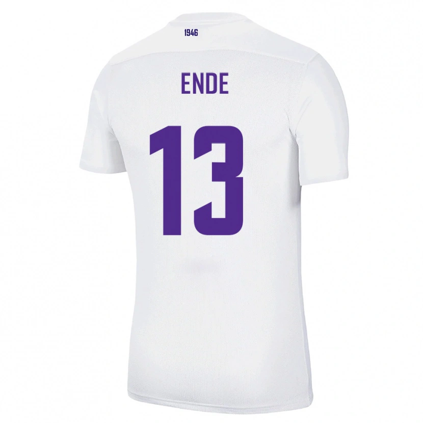 Danxen Uomo Maglia Oskar Ende #13 Bianco Verde Kit Gara Away 2025/26 Maglietta