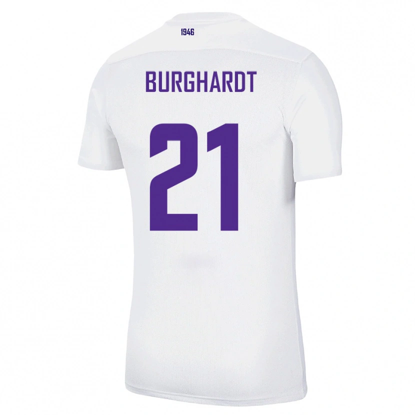 Danxen Uomo Maglia Maxim Burghardt #21 Bianco Verde Kit Gara Away 2025/26 Maglietta