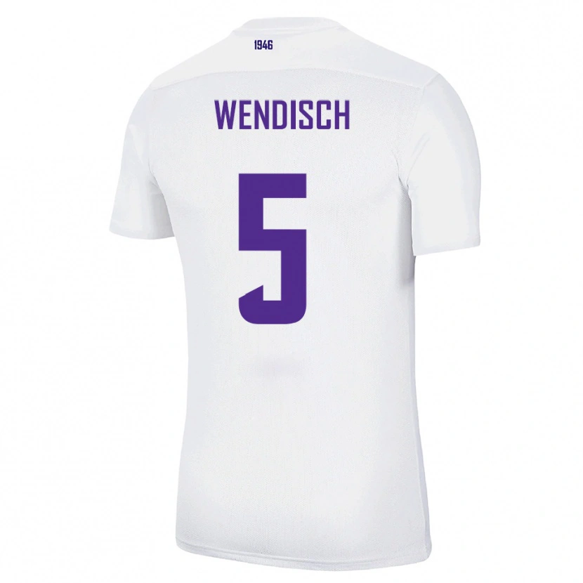 Danxen Uomo Maglia Pascal Wendisch #5 Bianco Verde Kit Gara Away 2025/26 Maglietta