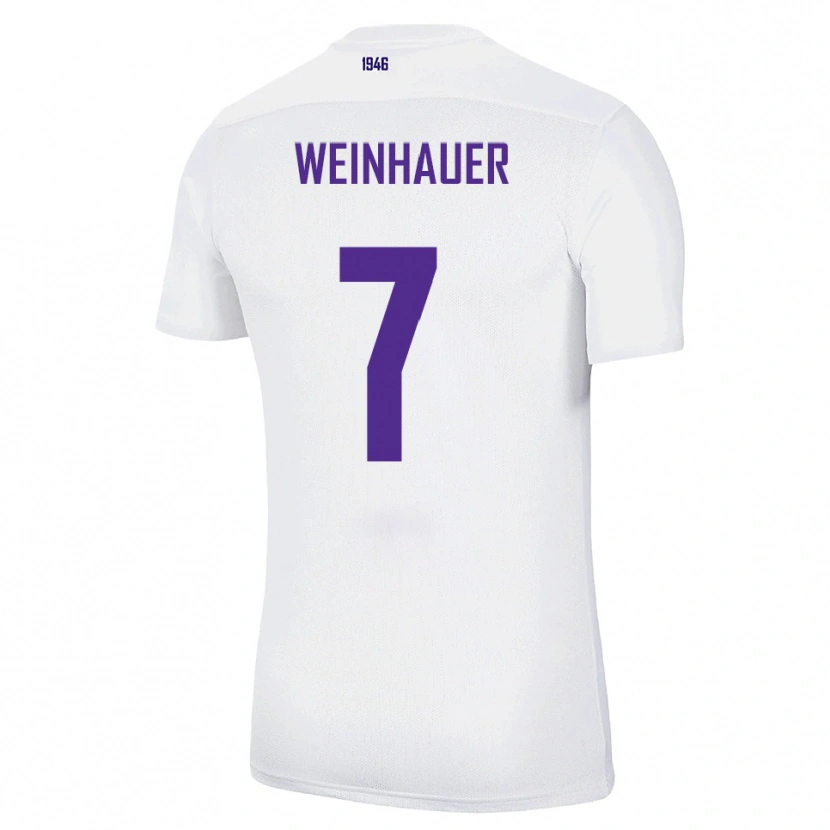 Danxen Uomo Maglia Erik Weinhauer #7 Bianco Verde Kit Gara Away 2025/26 Maglietta