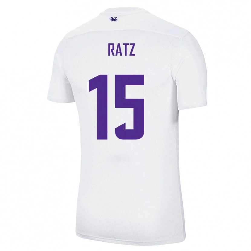 Danxen Uomo Maglia Hermann Ratz #15 Bianco Verde Kit Gara Away 2025/26 Maglietta