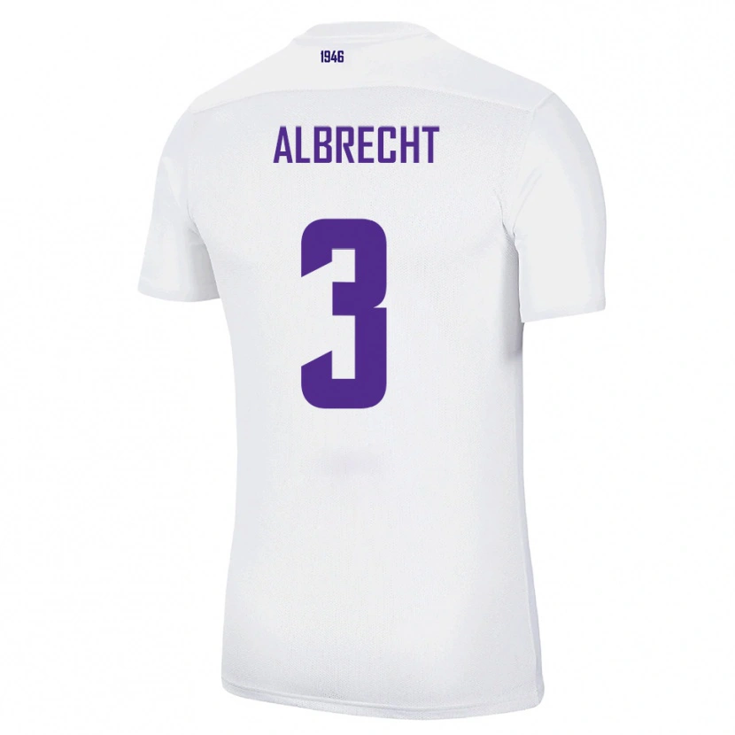 Danxen Uomo Maglia Ben Albrecht #3 Bianco Verde Kit Gara Away 2025/26 Maglietta