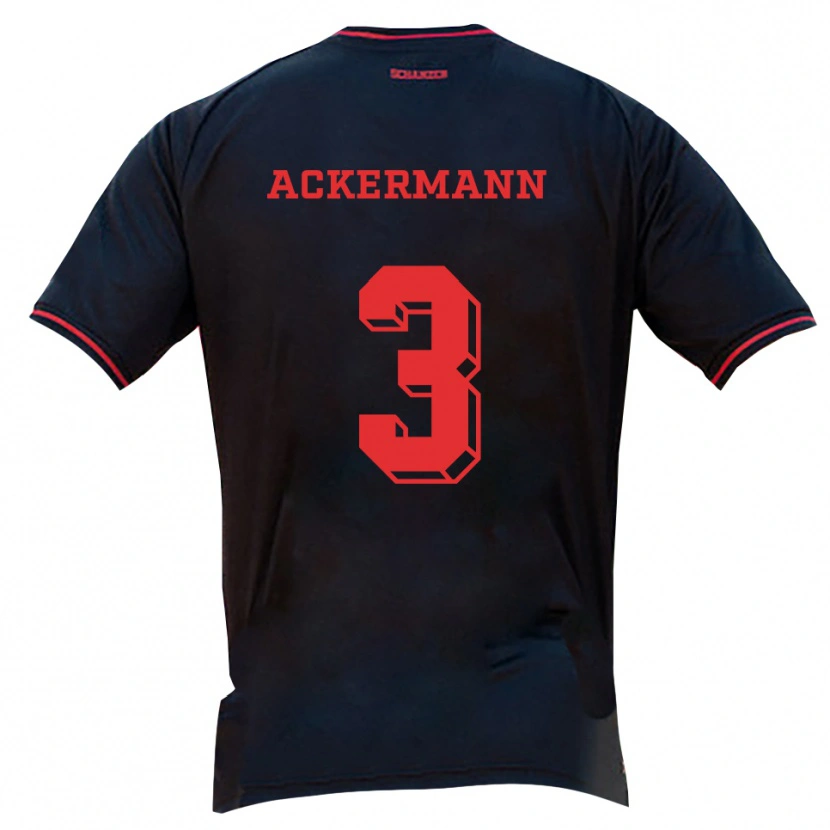 Danxen Uomo Maglia Tom Ackermann #3 Nero Rosso Bianco Kit Gara Away 2025/26 Maglietta