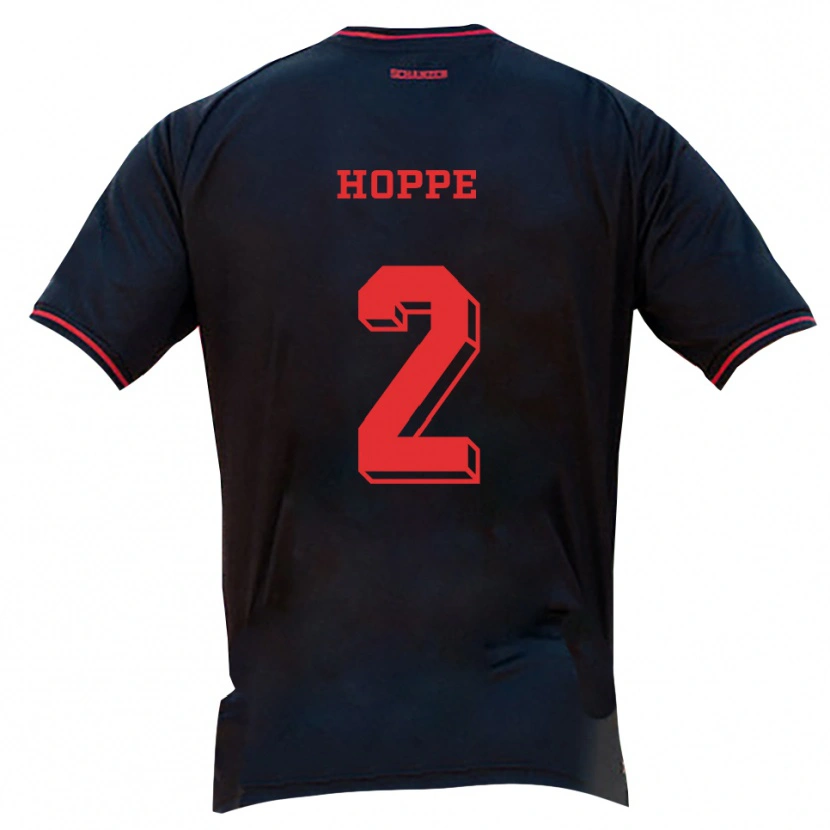 Danxen Uomo Maglia Mattis Hoppe #2 Nero Rosso Bianco Kit Gara Away 2025/26 Maglietta