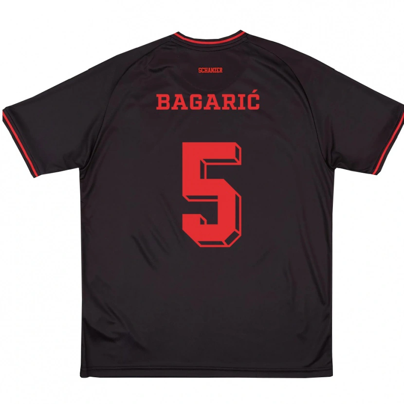 Danxen Uomo Maglia Tomislav Bagarić #5 Nero Rosso Bianco Kit Gara Away 2025/26 Maglietta