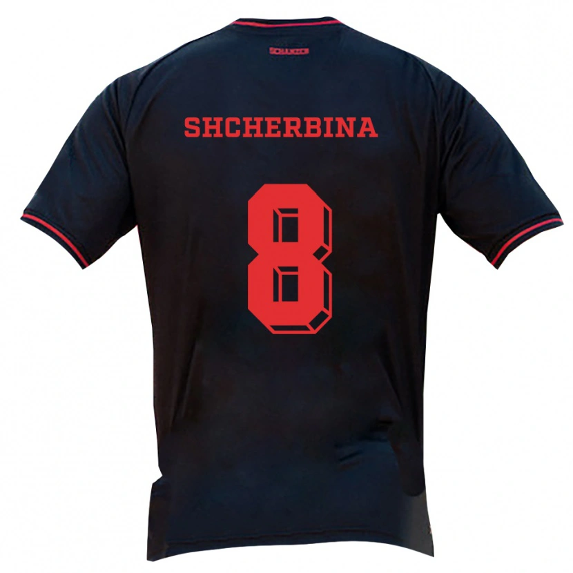 Danxen Uomo Maglia Ivan Shcherbina #8 Nero Rosso Bianco Kit Gara Away 2025/26 Maglietta