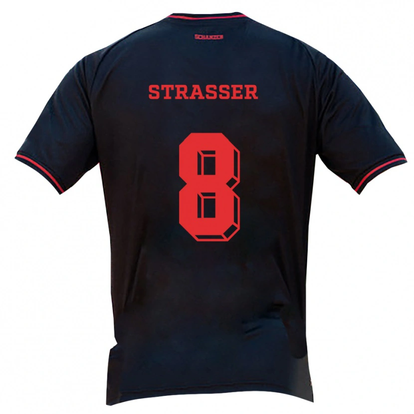 Danxen Uomo Maglia Vincent Straßer #8 Nero Rosso Bianco Kit Gara Away 2025/26 Maglietta