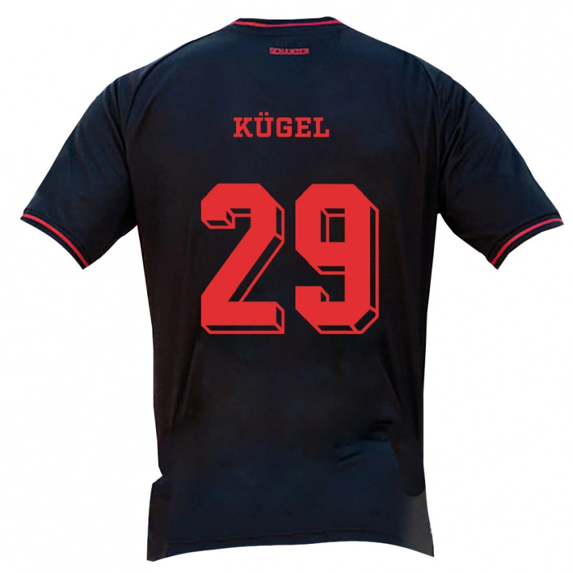 Danxen Uomo Maglia Julian Kügel #29 Nero Rosso Bianco Kit Gara Away 2025/26 Maglietta