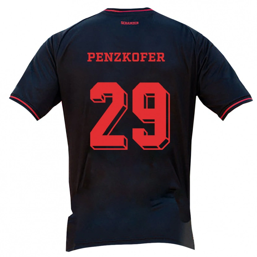 Danxen Uomo Maglia Nina Penzkofer #29 Nero Rosso Bianco Kit Gara Away 2025/26 Maglietta