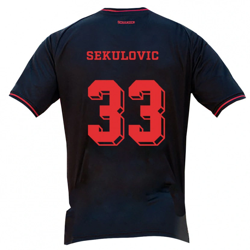 Danxen Uomo Maglia Davide-Danilo Sekulovic #33 Nero Rosso Bianco Kit Gara Away 2025/26 Maglietta