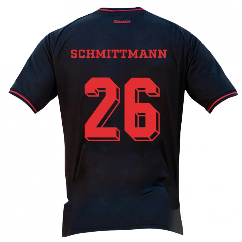Danxen Uomo Maglia Katharina Schmittmann #26 Nero Rosso Bianco Kit Gara Away 2025/26 Maglietta