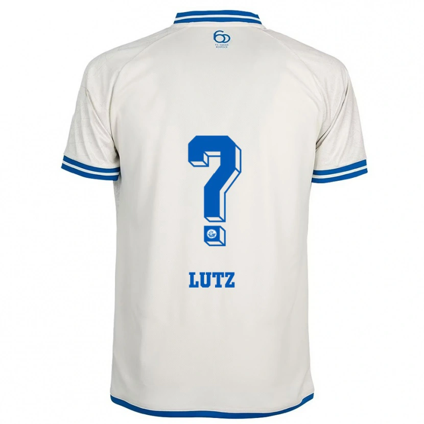 Danxen Uomo Maglia Marvin Lutz #0 Bianco Blu Kit Gara Away 2025/26 Maglietta