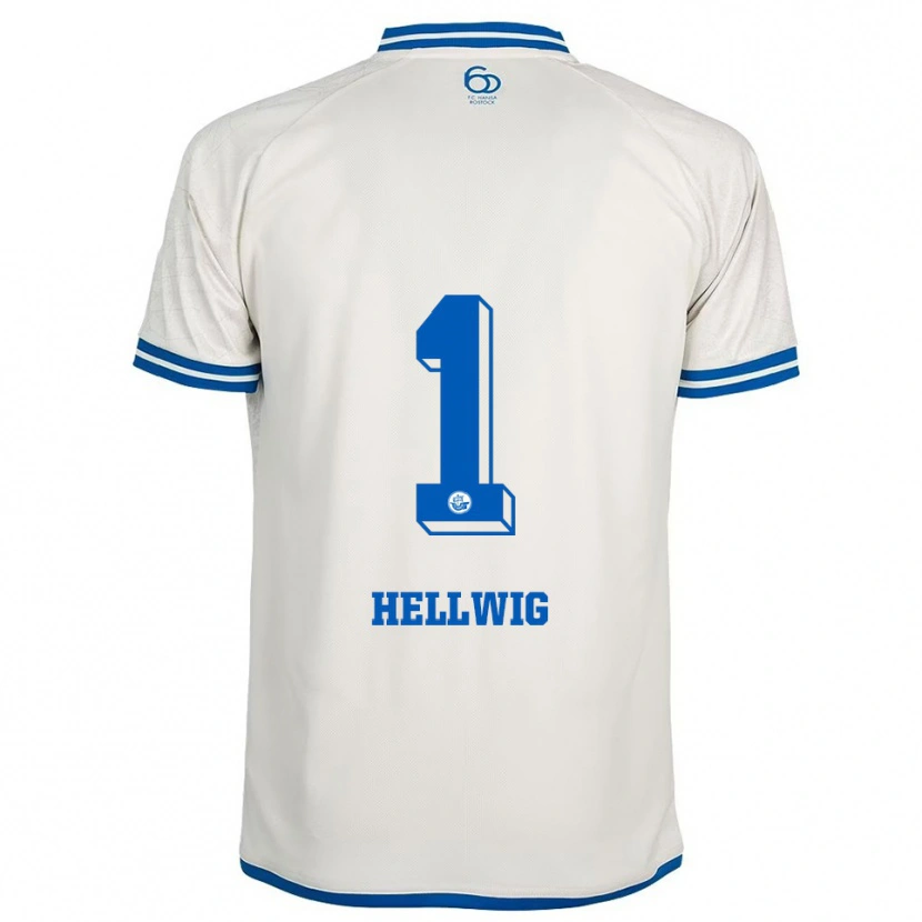 Danxen Uomo Maglia Merle Hellwig #1 Bianco Blu Kit Gara Away 2025/26 Maglietta