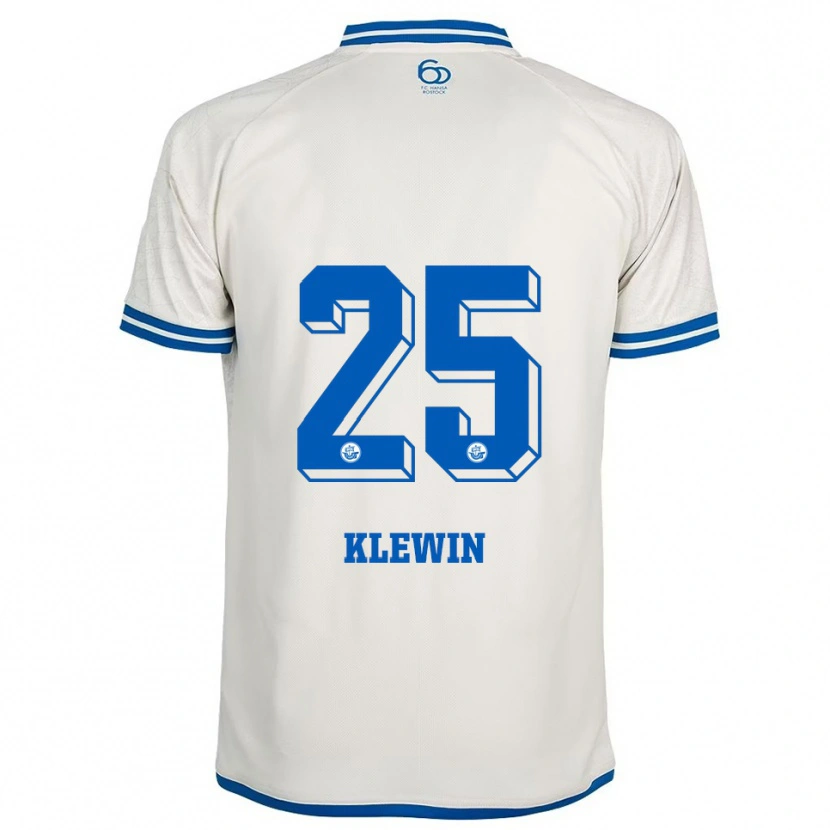 Danxen Uomo Maglia Philipp Klewin #25 Bianco Blu Kit Gara Away 2025/26 Maglietta