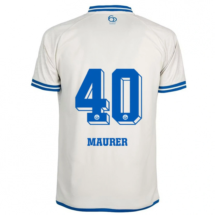 Danxen Uomo Maglia Erik Maurer #40 Bianco Blu Kit Gara Away 2025/26 Maglietta