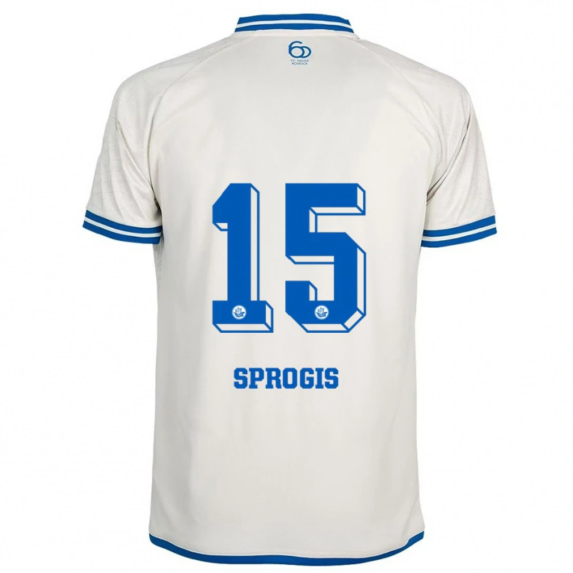 Danxen Uomo Maglia Felikss Sprogis #15 Bianco Blu Kit Gara Away 2025/26 Maglietta