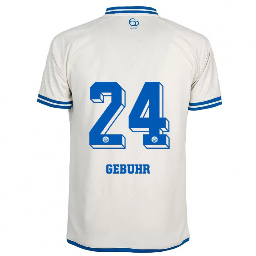 Danxen Uomo Maglia Dario Gebuhr #24 Bianco Blu Kit Gara Away 2025/26 Maglietta