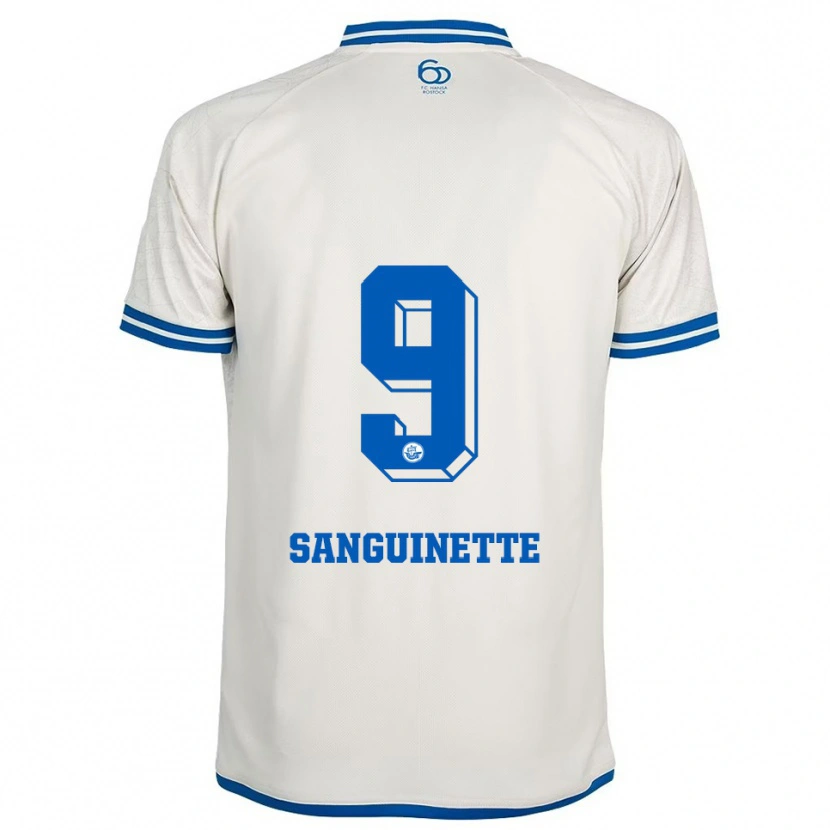 Danxen Uomo Maglia Pierre Sanguinette #9 Bianco Blu Kit Gara Away 2025/26 Maglietta