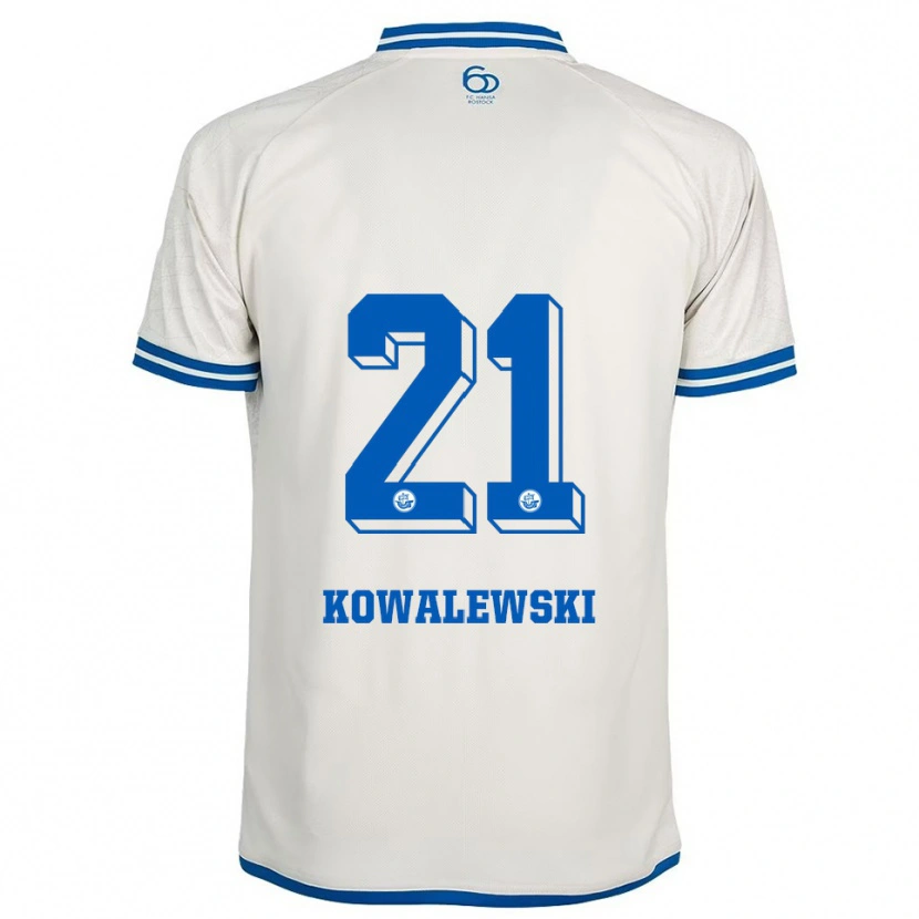 Danxen Uomo Maglia Oskar Kowalewski #21 Bianco Blu Kit Gara Away 2025/26 Maglietta