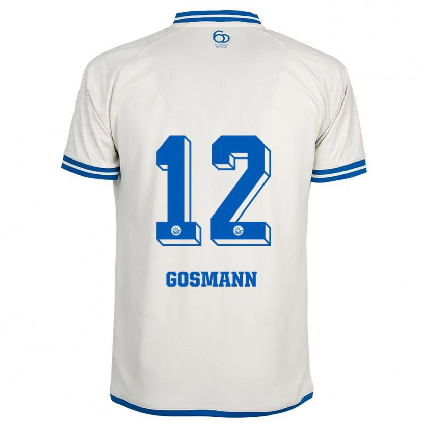 Danxen Uomo Maglia Hermann Gosmann #12 Bianco Blu Kit Gara Away 2025/26 Maglietta