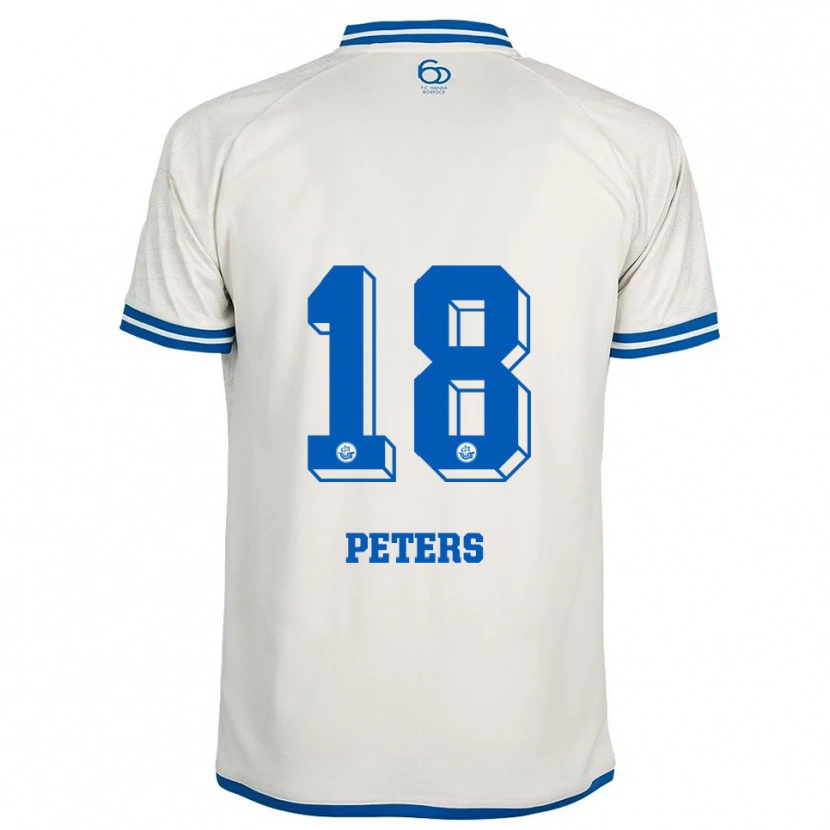 Danxen Uomo Maglia Bennett Peters #18 Bianco Blu Kit Gara Away 2025/26 Maglietta