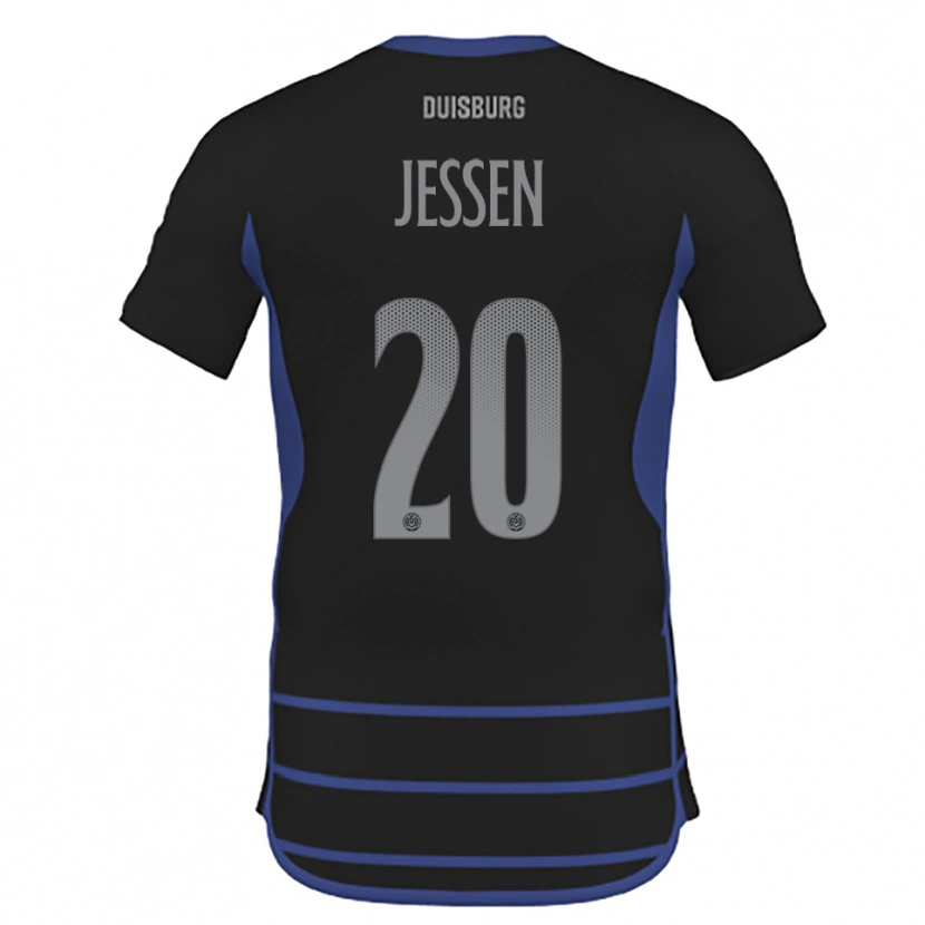 Danxen Uomo Maglia Niklas Jessen #20 Nero Blu Kit Gara Away 2025/26 Maglietta