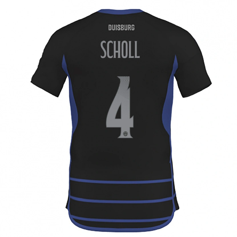 Danxen Uomo Maglia Yannik Scholl #4 Nero Blu Kit Gara Away 2025/26 Maglietta