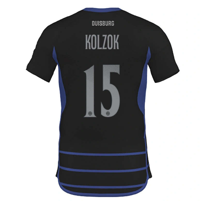 Danxen Uomo Maglia Dominik Kolzok #15 Nero Blu Kit Gara Away 2025/26 Maglietta