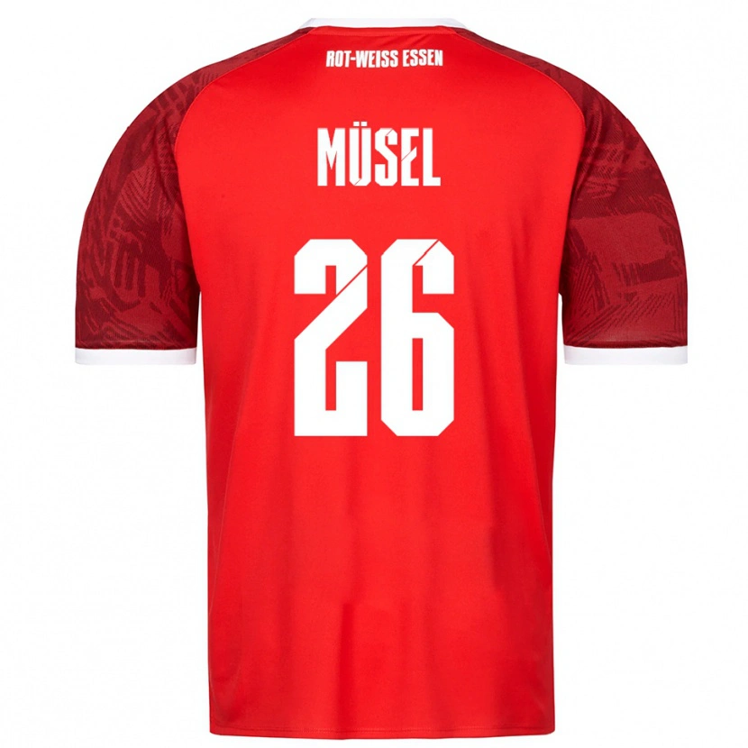 Danxen Uomo Maglia Torben Müsel #26 Rosso Bordeaux Bianco Kit Gara Away 2025/26 Maglietta