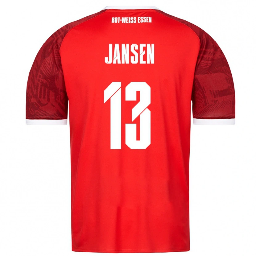 Danxen Uomo Maglia Joshua Jansen #13 Rosso Bordeaux Bianco Kit Gara Away 2025/26 Maglietta