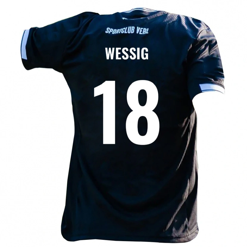 Danxen Uomo Maglia Fabian Wessig #18 Nero Bianco Kit Gara Away 2025/26 Maglietta