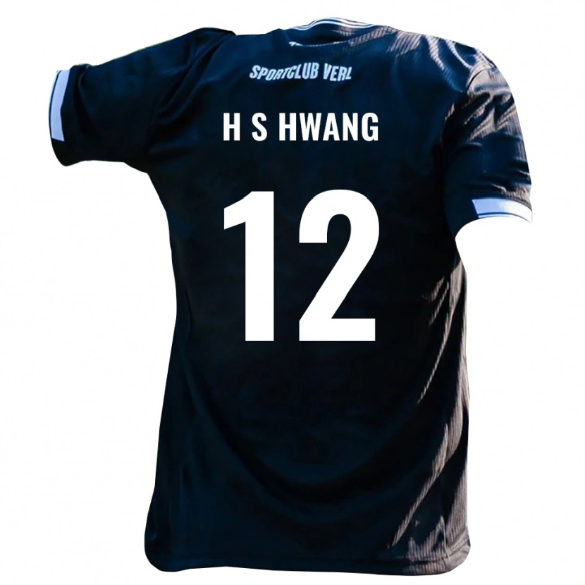 Danxen Uomo Maglia Seung-Ho Hwang #12 Nero Bianco Kit Gara Away 2025/26 Maglietta