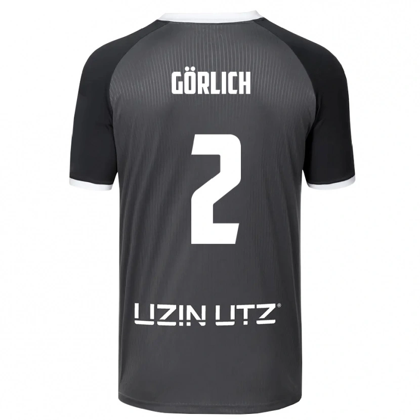 Danxen Uomo Maglia Luis Görlich #2 Grigio Bianco Kit Gara Away 2025/26 Maglietta