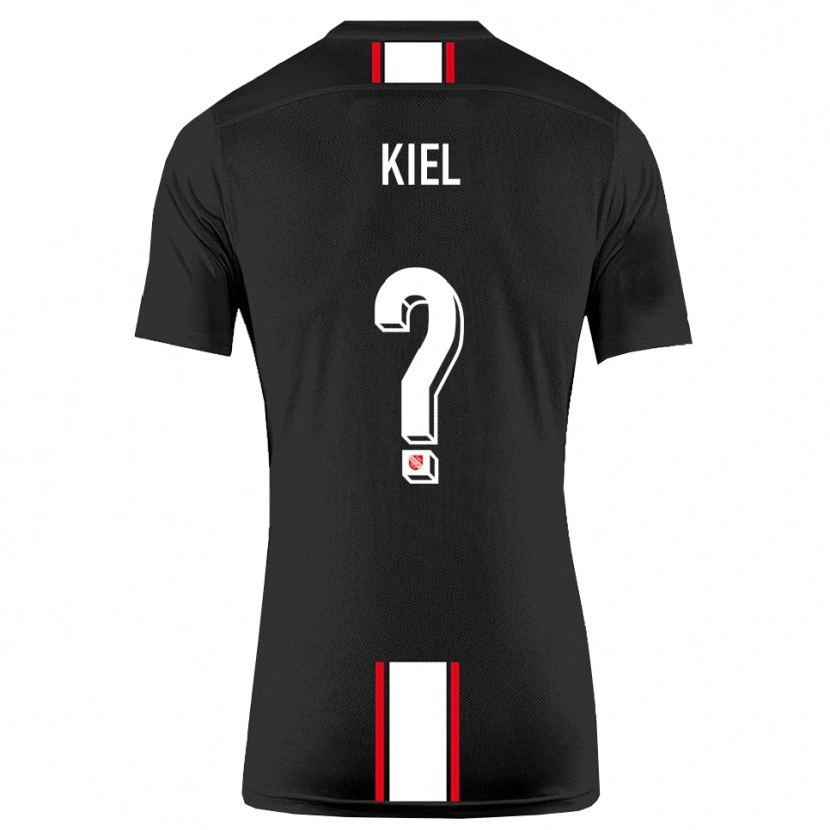 Danxen Uomo Maglia Niels Kiel #0 Nero Bianco Kit Gara Away 2025/26 Maglietta