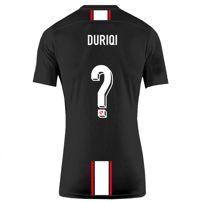 Danxen Uomo Maglia Ledion Duriqi #0 Nero Bianco Kit Gara Away 2025/26 Maglietta