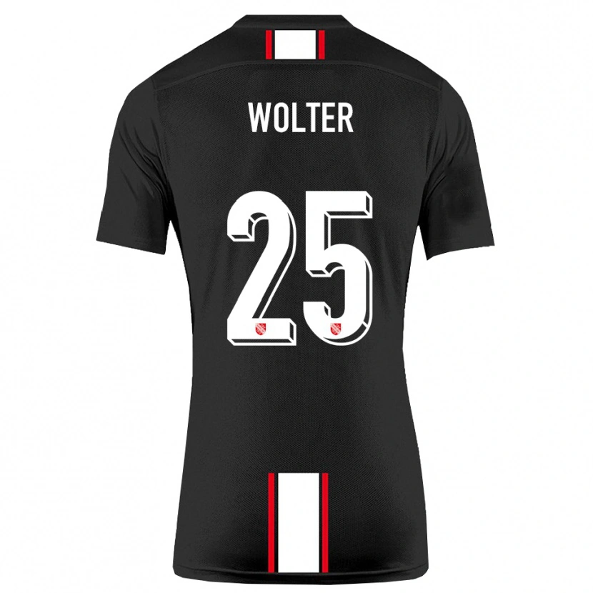 Danxen Uomo Maglia Fynn Wolter #25 Nero Bianco Kit Gara Away 2025/26 Maglietta