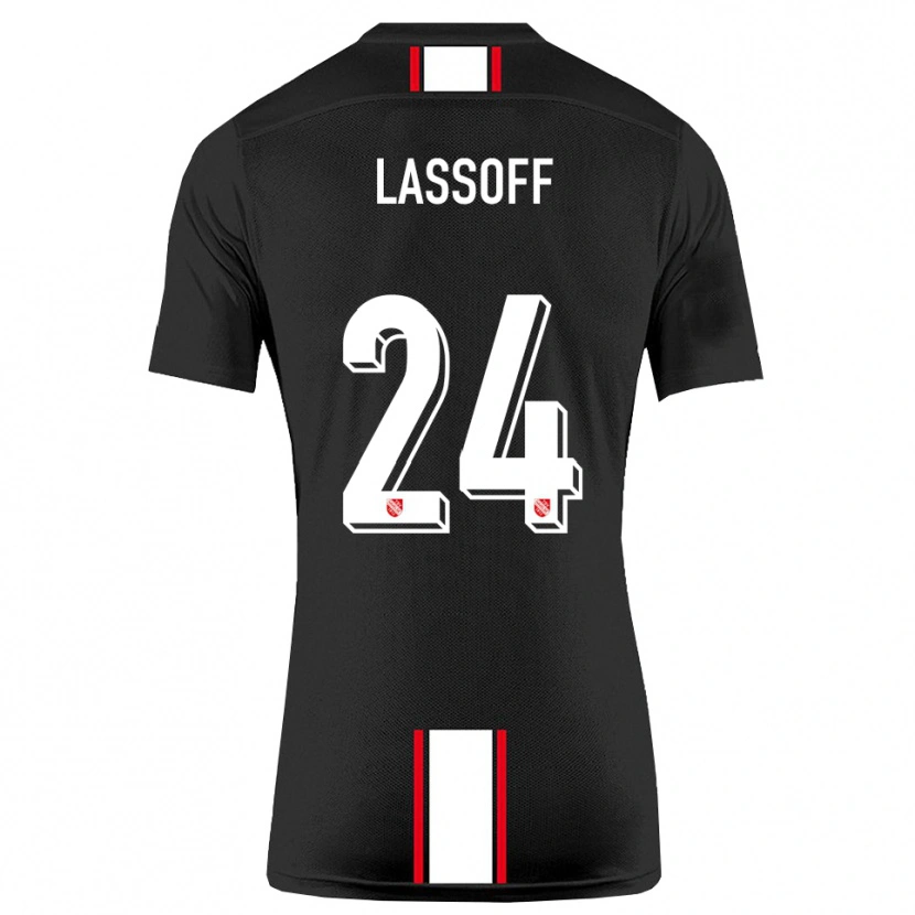 Danxen Uomo Maglia Matteo Lassoff #24 Nero Bianco Kit Gara Away 2025/26 Maglietta