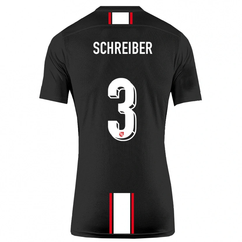 Danxen Uomo Maglia David Schreiber #3 Nero Bianco Kit Gara Away 2025/26 Maglietta