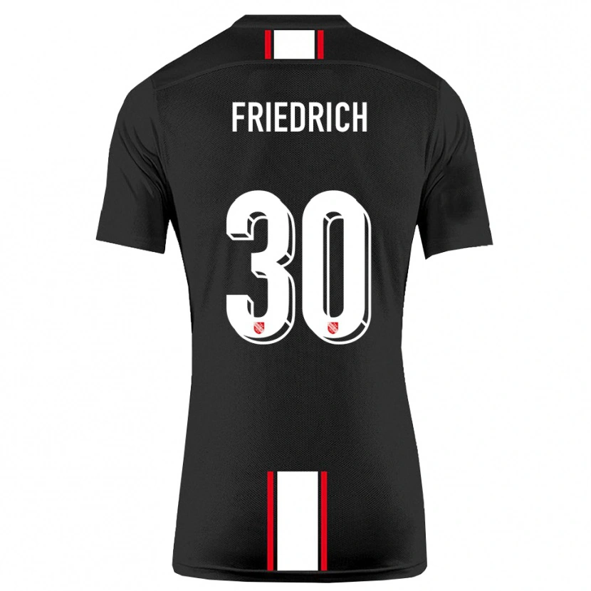 Danxen Uomo Maglia Timo Friedrich #30 Nero Bianco Kit Gara Away 2025/26 Maglietta