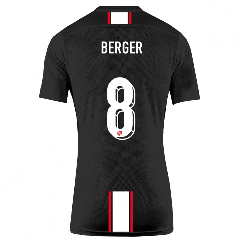 Danxen Uomo Maglia Johann Berger #8 Nero Bianco Kit Gara Away 2025/26 Maglietta