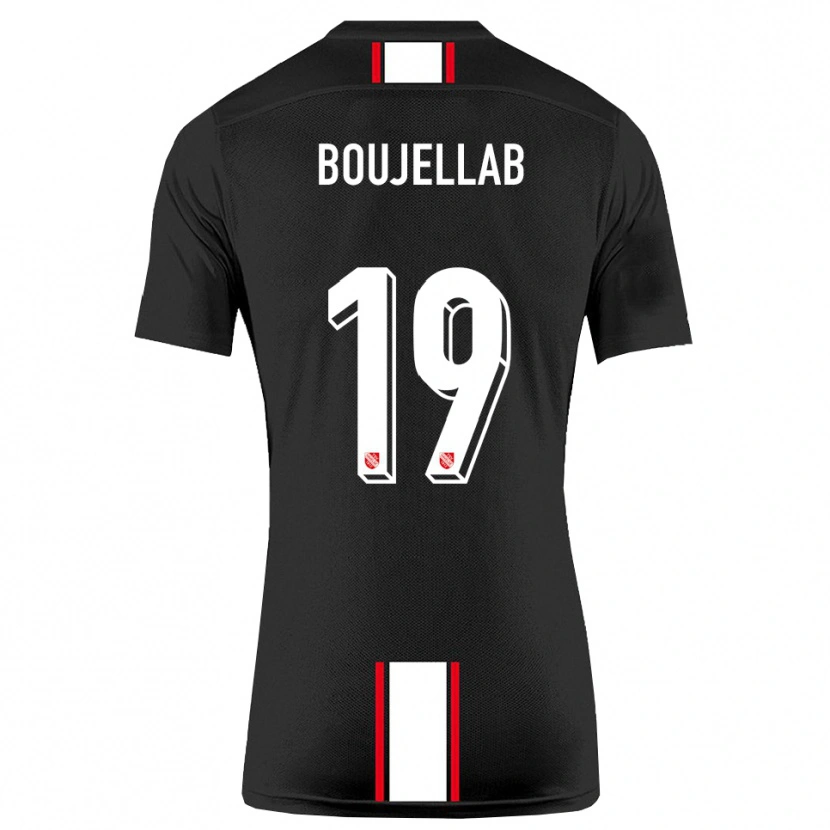 Danxen Uomo Maglia Nassim Boujellab #19 Nero Bianco Kit Gara Away 2025/26 Maglietta