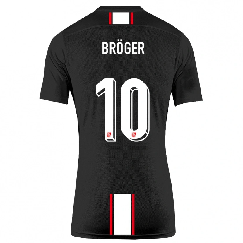 Danxen Uomo Maglia Linus Bröger #10 Nero Bianco Kit Gara Away 2025/26 Maglietta