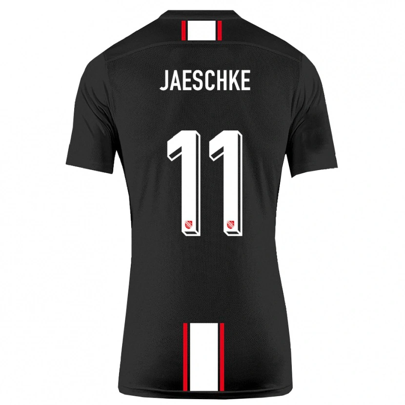 Danxen Uomo Maglia Yannik Jaeschke #11 Nero Bianco Kit Gara Away 2025/26 Maglietta