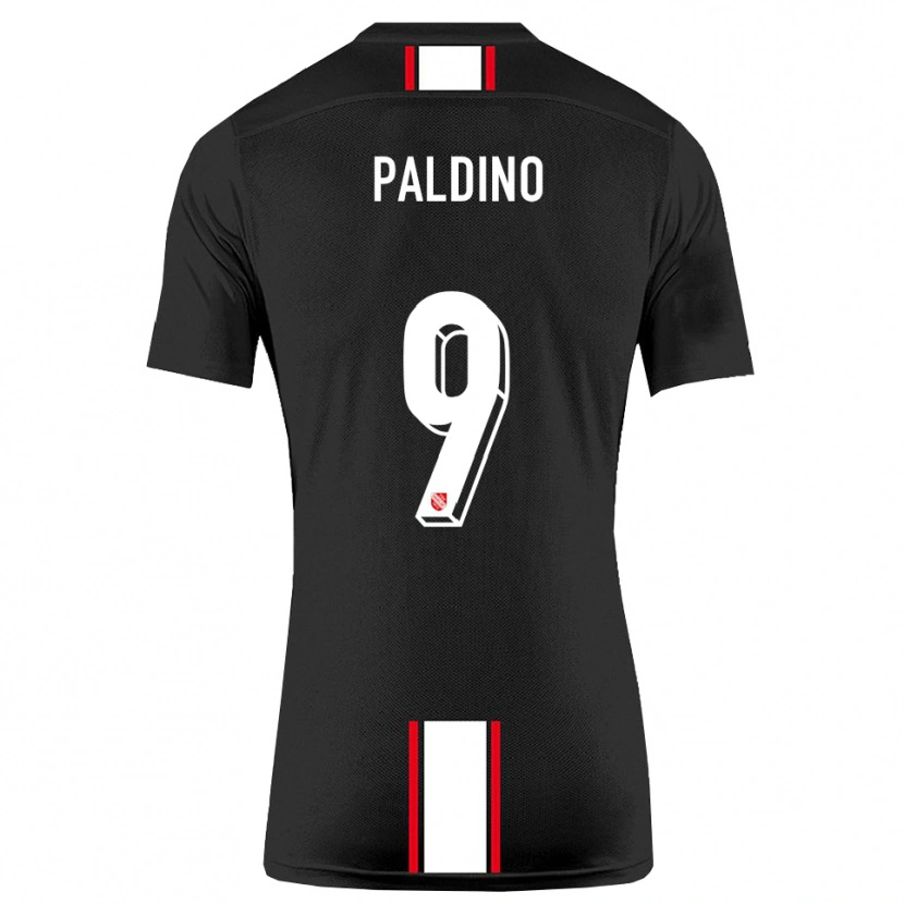 Danxen Uomo Maglia Lorenzo Paldino #9 Nero Bianco Kit Gara Away 2025/26 Maglietta
