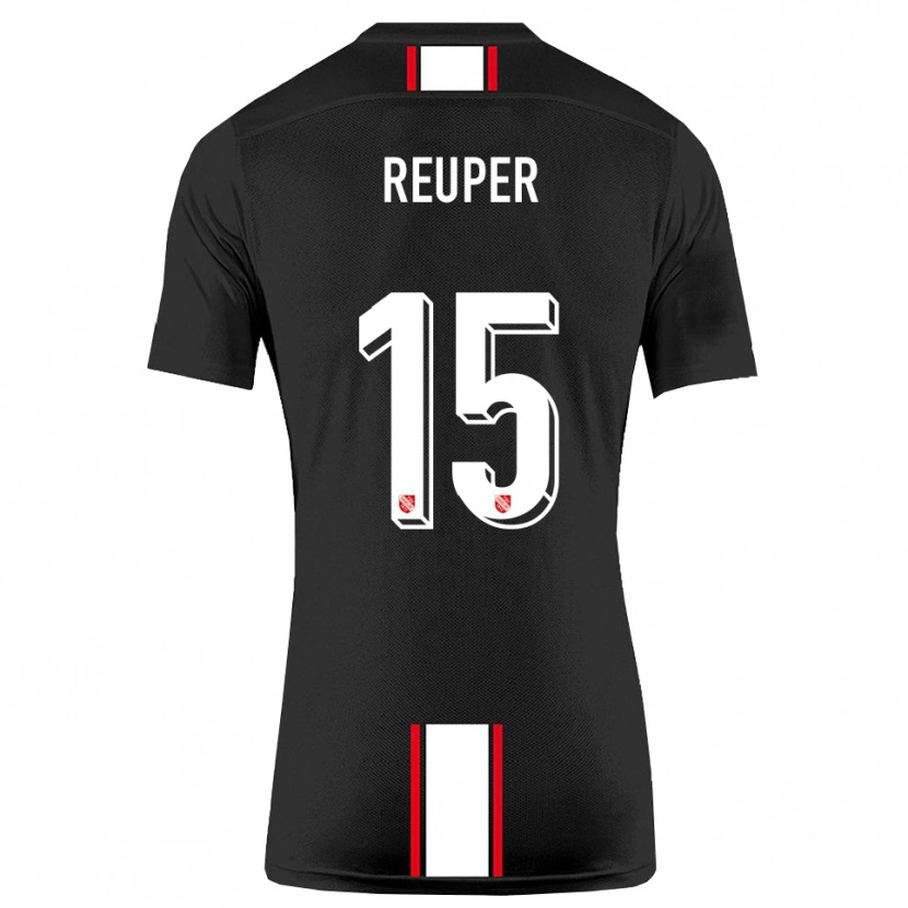 Danxen Uomo Maglia Tim Reuper #15 Nero Bianco Kit Gara Away 2025/26 Maglietta